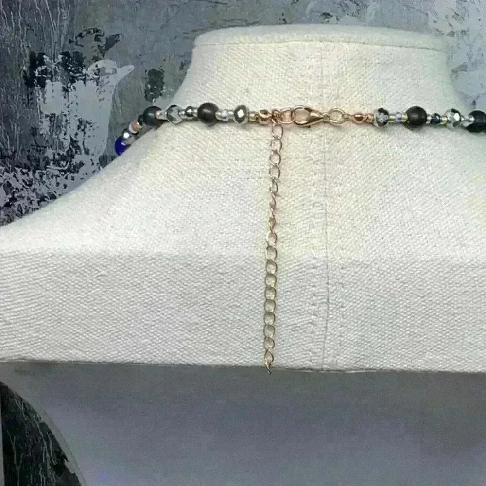 Beaded Necklace with Glass and Gold Beads Multi Colored